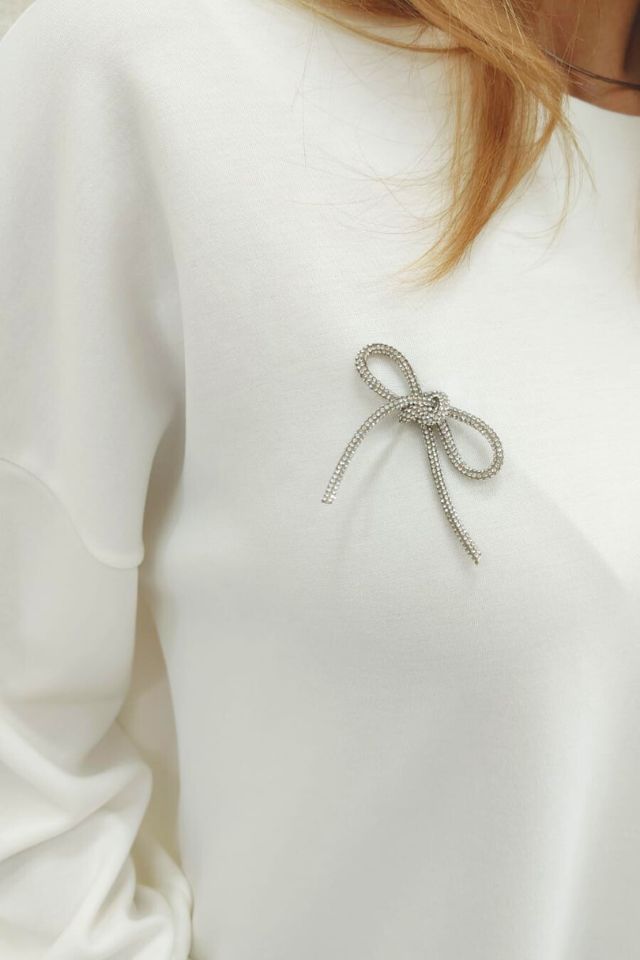 Hátul masnis női pulóver - Katris