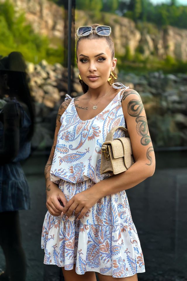 Könnyű nyári mintás mini fazonú ruha - Katris