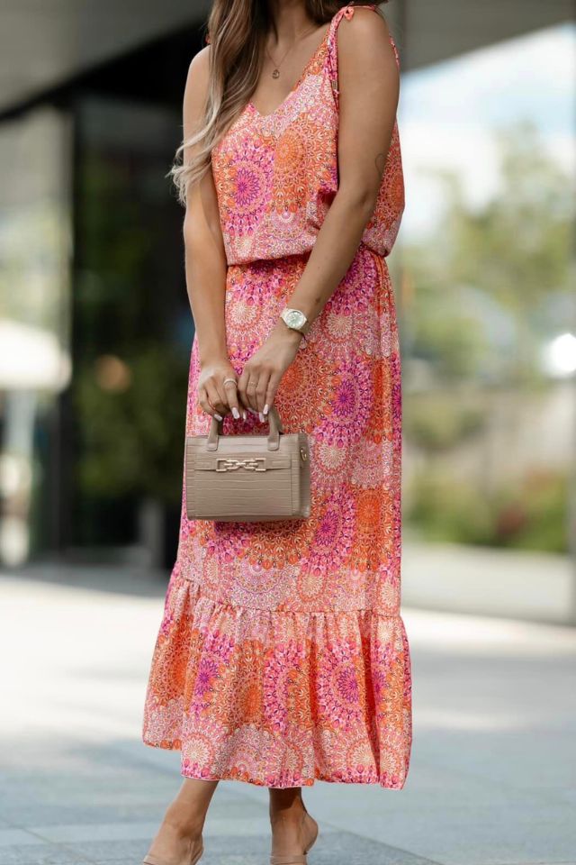 Vékony pántos mandala mintás nyári maxi ruha - Katris