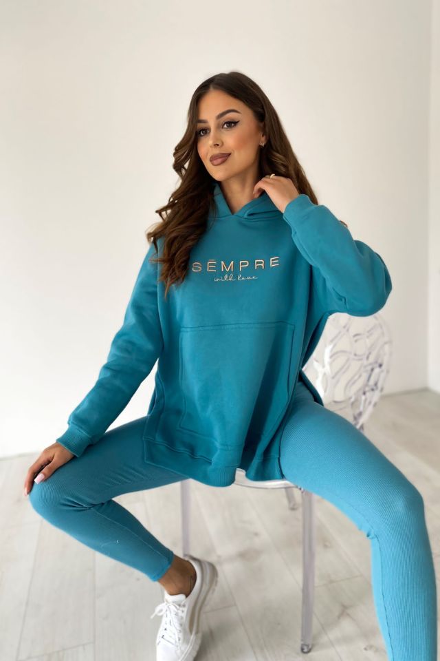 Kényelmes gyönyörű petrolkék pamut sportos szett - Katris