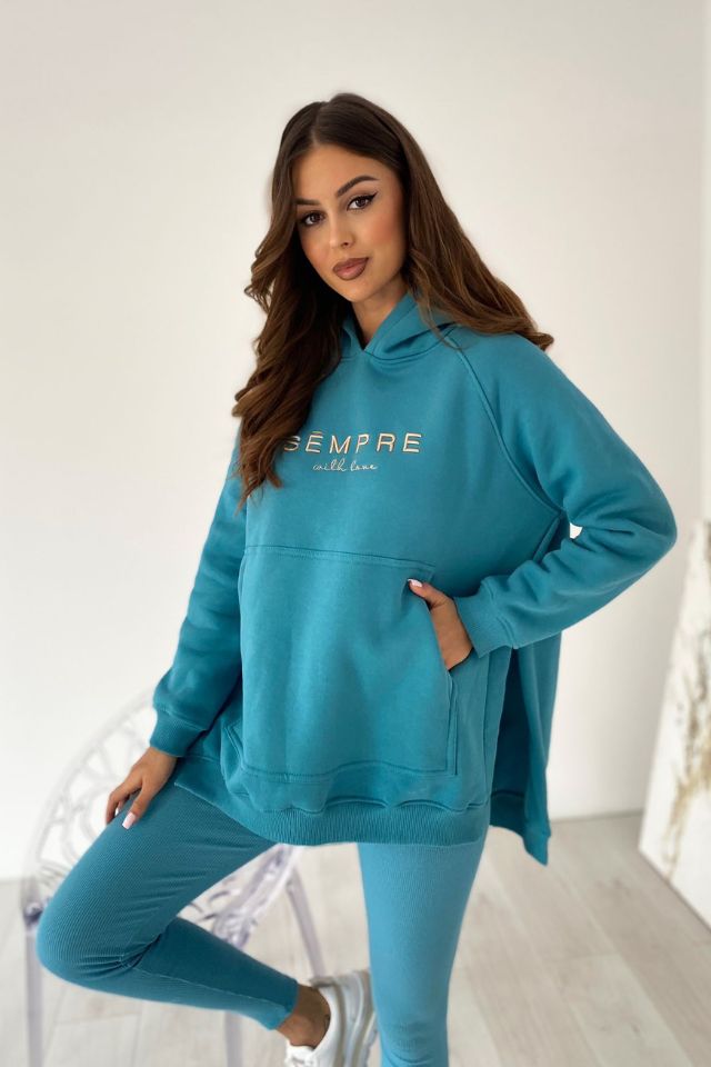 Kényelmes gyönyörű petrolkék pamut sportos szett - Katris