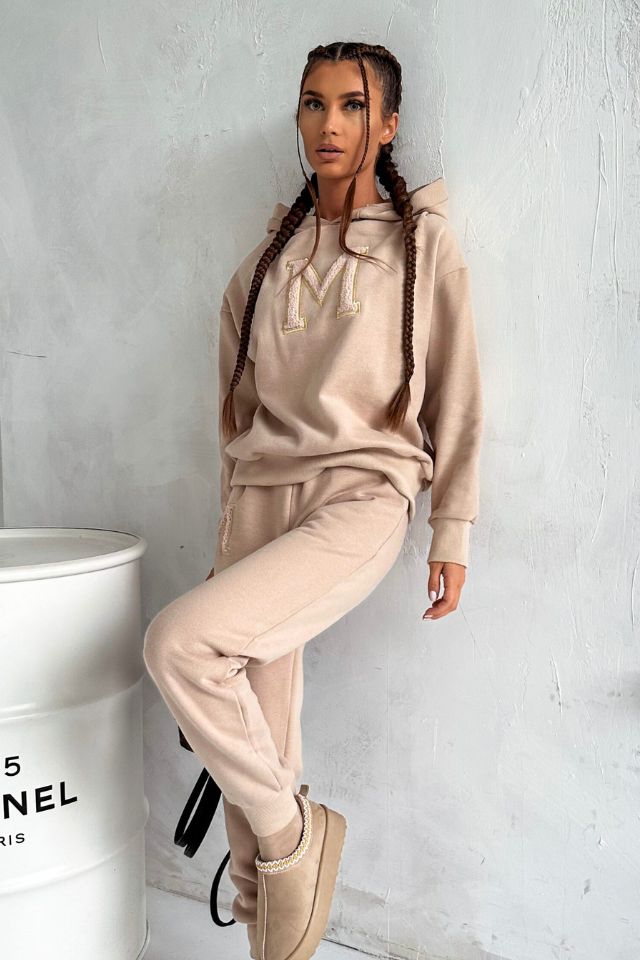 Mogyorószínű szuperpuha meleg kétrészes szett - Katris