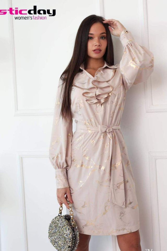 Mystic Day aranymintás zsabós ruha - Katris