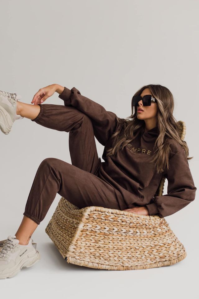 Tejeskávé színű sportos stílusos kétrészes szett - Katris